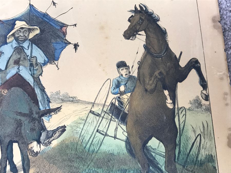 Antique Currier & Ives Lithograph 'The Boss Of The Road' Hand Colored Copyright 1877 [Photo 12]