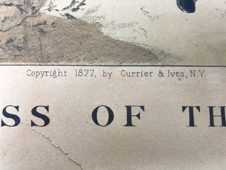 Antique Currier & Ives Lithograph 'The Boss Of The Road' Hand Colored Copyright 1877 [Photo 16]
