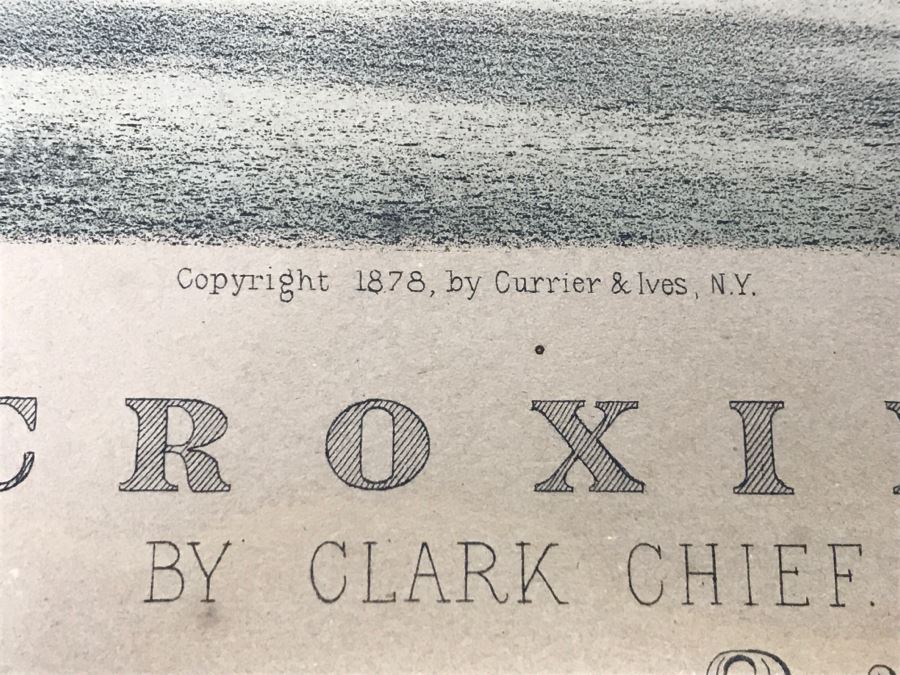 Antique Currier & Ives Lithograph 'Croxie By Clark Chief' Hand Colored Copyright 1878 [Photo 8]