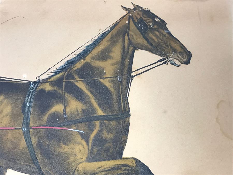 Antique Currier & Ives Lithograph 'Croxie By Clark Chief' Hand Colored Copyright 1878 [Photo 5]