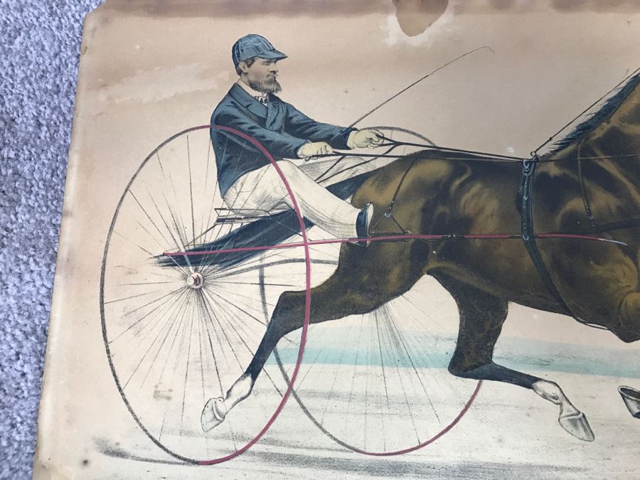 Antique Currier & Ives Lithograph 'Croxie By Clark Chief' Hand Colored Copyright 1878 [Photo 2]