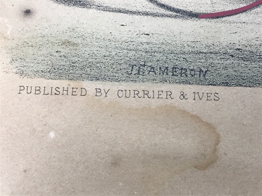 Antique Currier & Ives Lithograph 'Croxie By Clark Chief' Hand Colored Copyright 1878 [Photo 9]