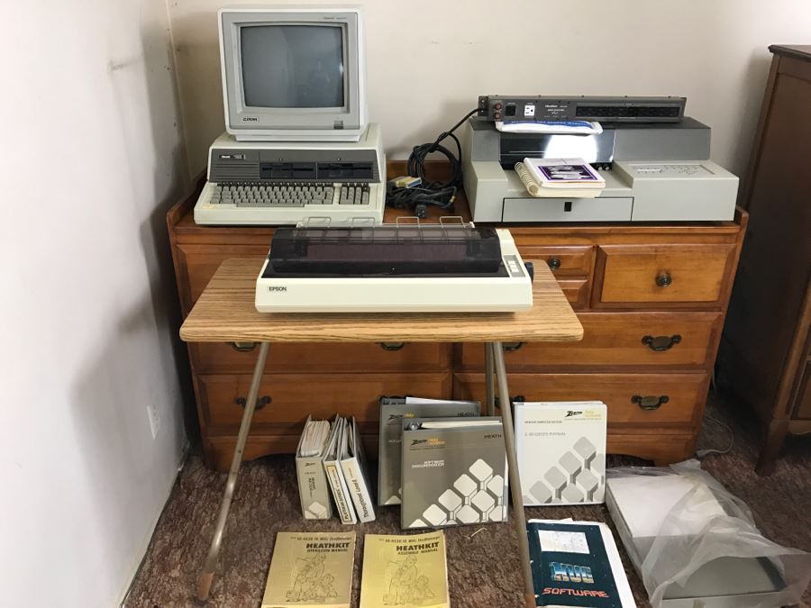 Vintage Zenith Heath Computer Systems Computer With Manuals, Monitor, HP 7550A Graphics Plotter, EPSON Printer, Heatkit Outlet And US Robotics 2400 Modem [Photo 1]