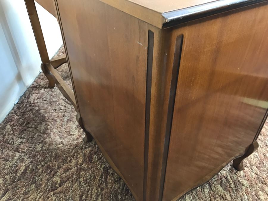 Vintage Walnut Vanity Dresser By IRWIN Pendleton With Jewelry Box, Patches, Some Jewelry And Various Items Photographed [Photo 21]