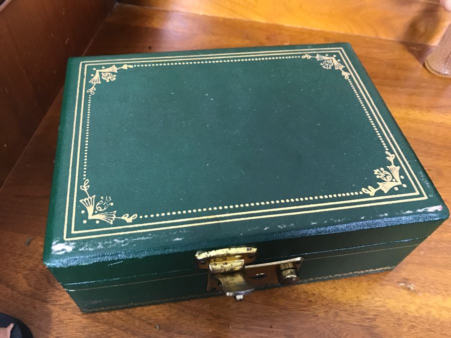 Vintage Walnut Vanity Dresser By IRWIN Pendleton With Jewelry Box, Patches, Some Jewelry And Various Items Photographed [Photo 12]