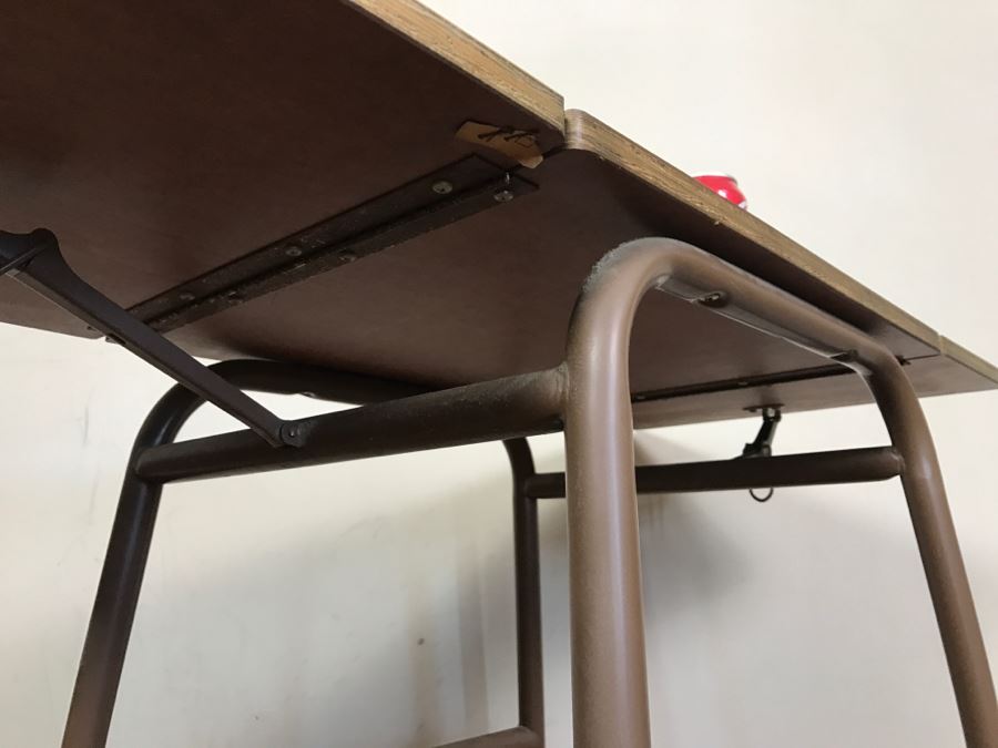 Solid Construction Wood And Metal Rolling Cart With Two Drop Leafs [Photo 9]