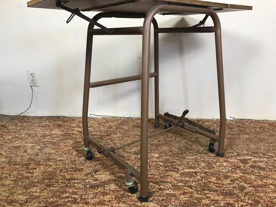 Solid Construction Wood And Metal Rolling Cart With Two Drop Leafs [Photo 7]