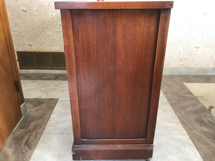 Vintage Wooden Sideboard Buffet On Casters [Photo 11]