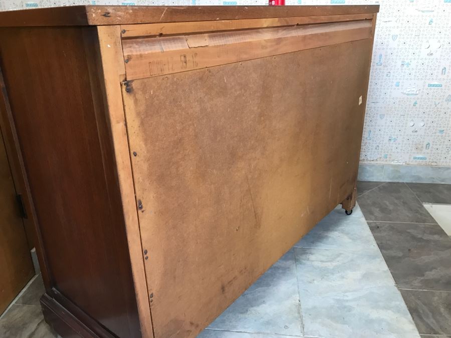Vintage Wooden Sideboard Buffet On Casters [Photo 12]