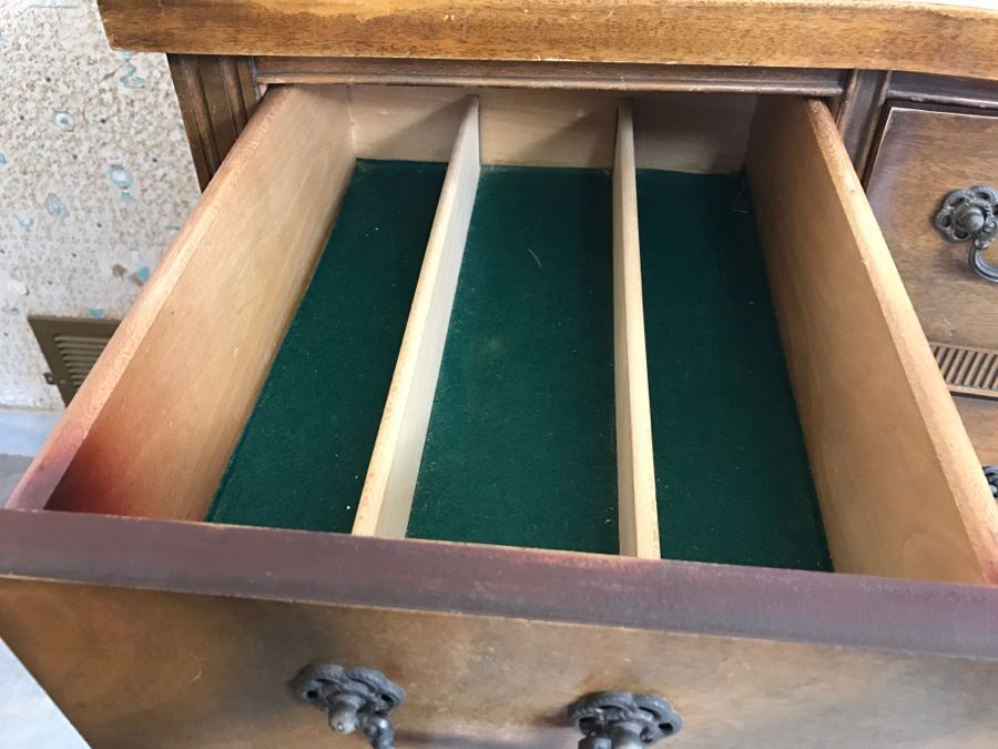 Vintage Wooden Sideboard Buffet On Casters [Photo 6]