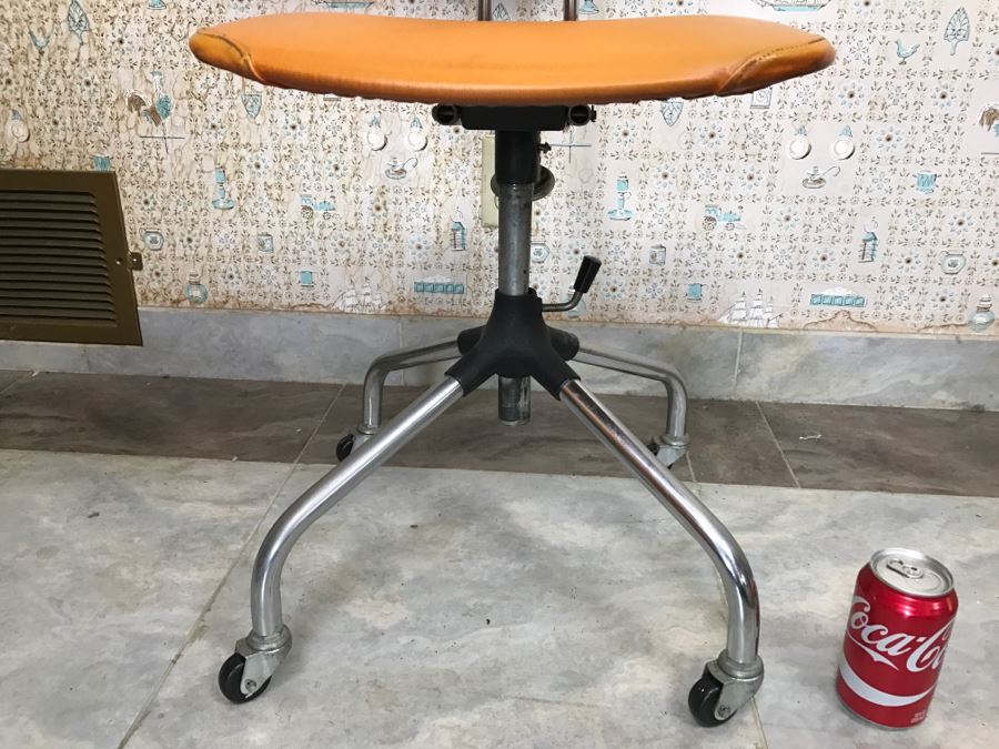 Vintage Mid-Century Orange Office Chair  [Photo 3]