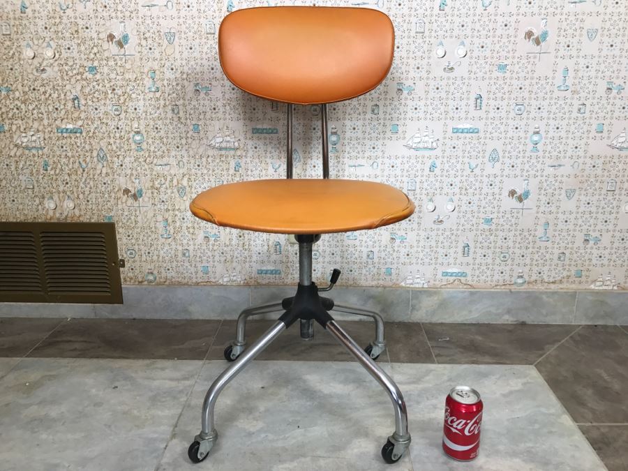 Vintage Mid-Century Orange Office Chair  [Photo 2]