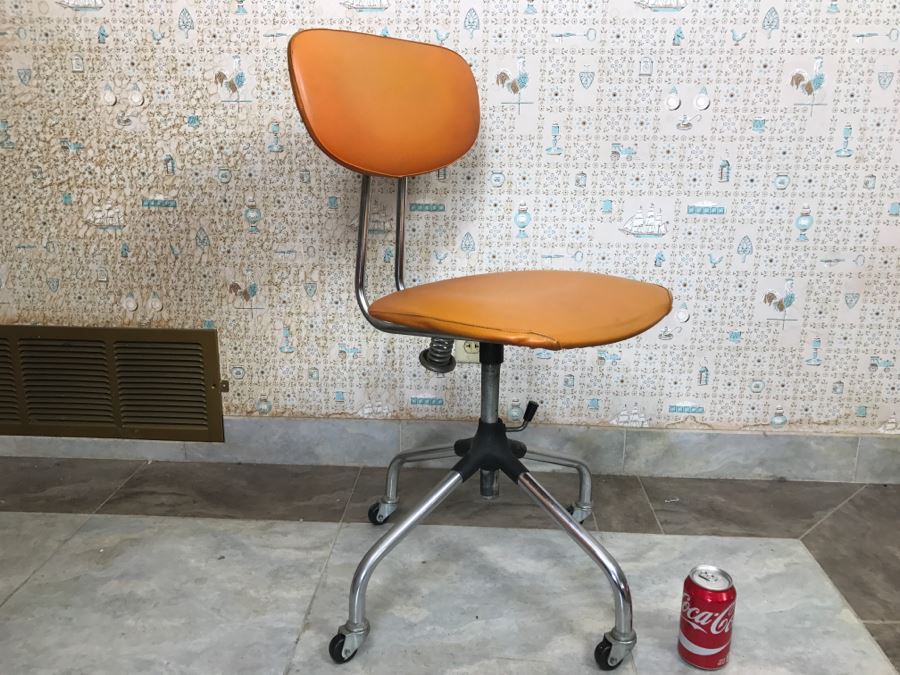 Vintage Mid-Century Orange Office Chair  [Photo 1]