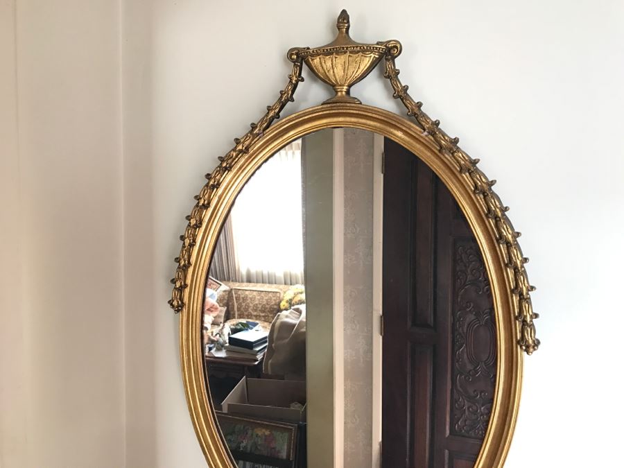Gilt Wood Oval Designer Wall Mirror [Photo 4]