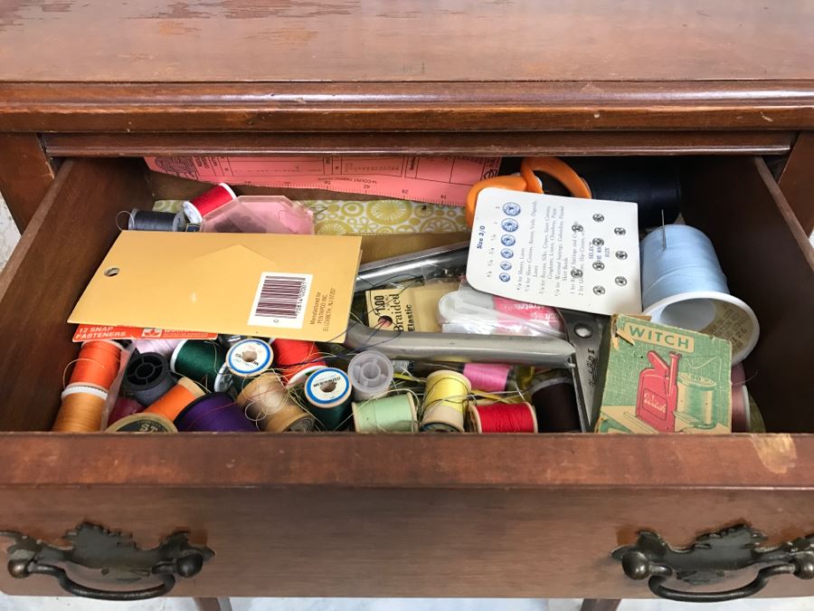 Vintage Sewing Cabinet With Sewing Supplies [Photo 3]
