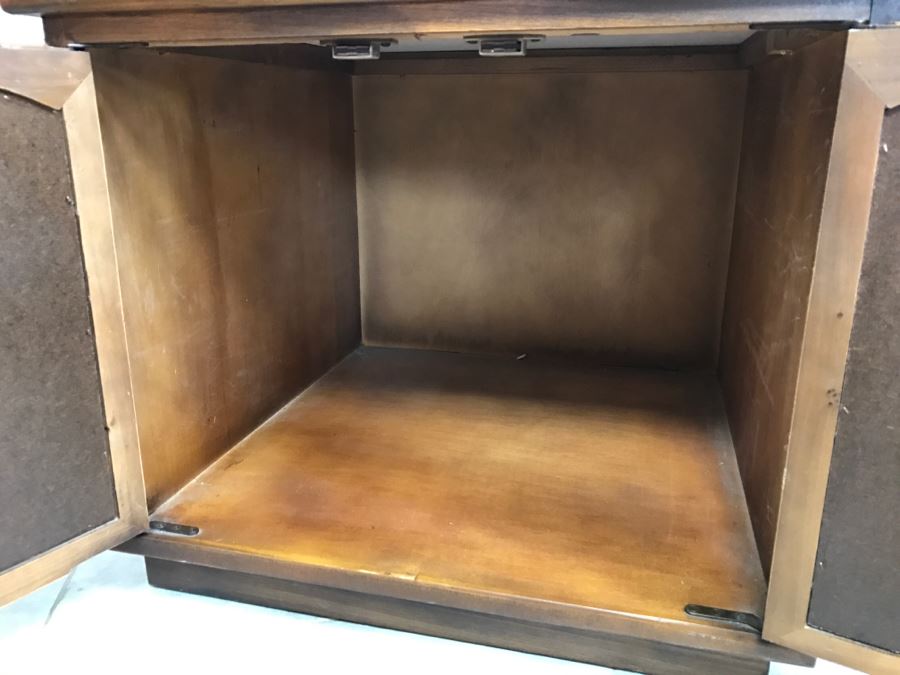 Mid-Century Cabinet End Table With Travertine Top [Photo 5]