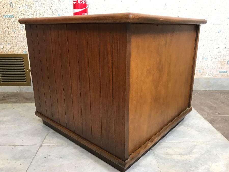 Mid-Century Cabinet End Table With Travertine Top [Photo 6]