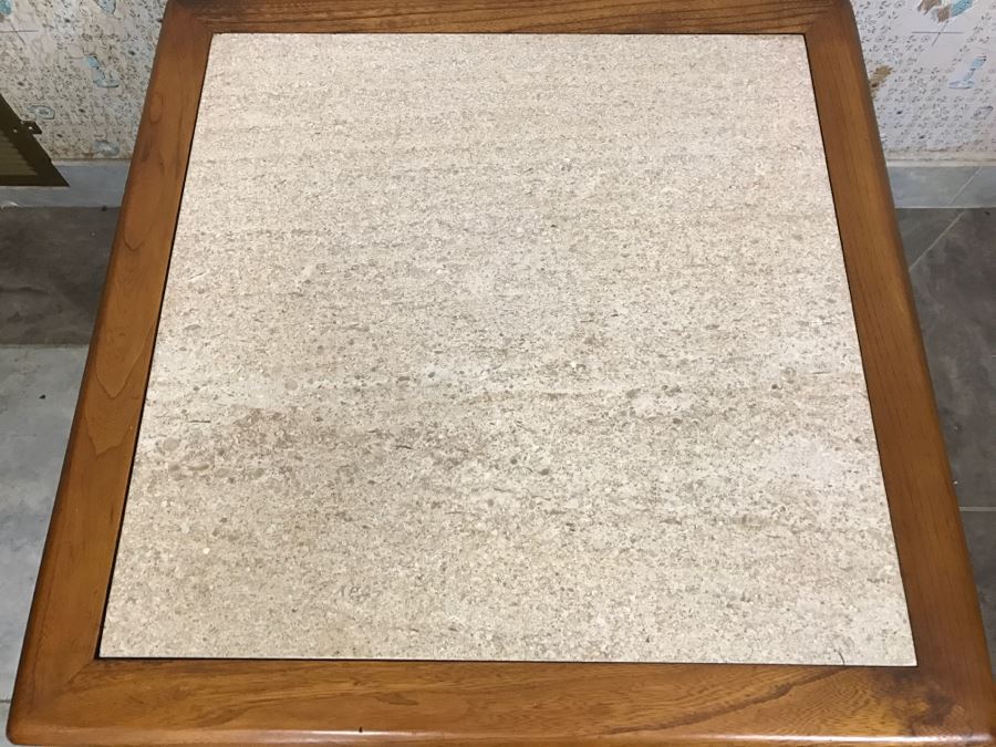 Mid-Century Cabinet End Table With Travertine Top [Photo 7]