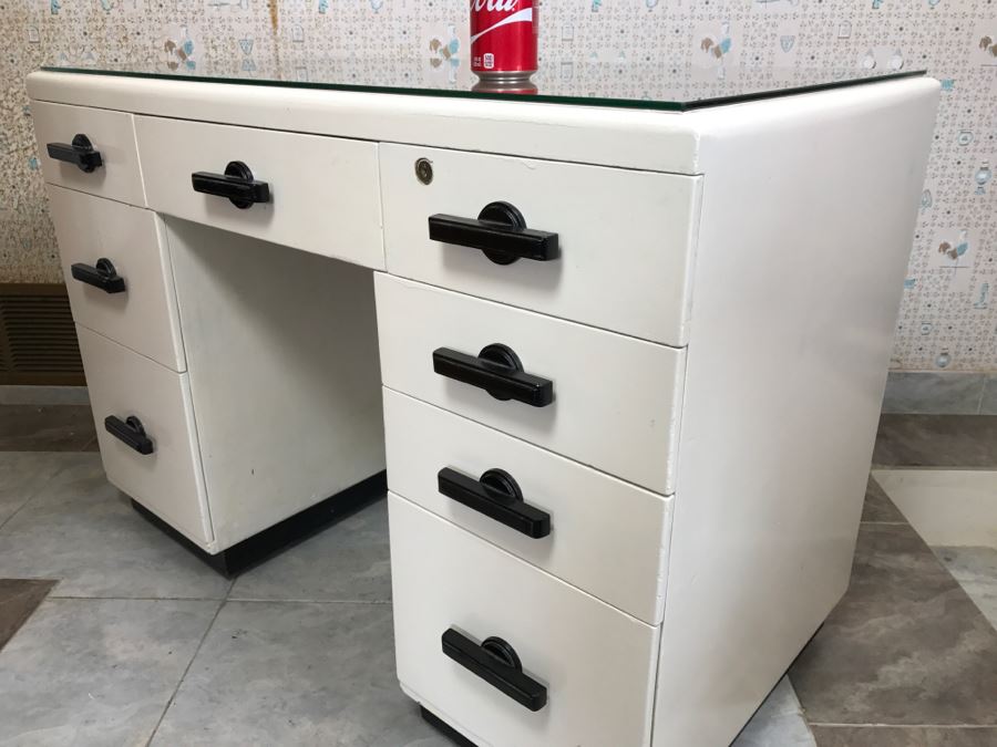 Mid-Century White And Black Desk [Photo 11]