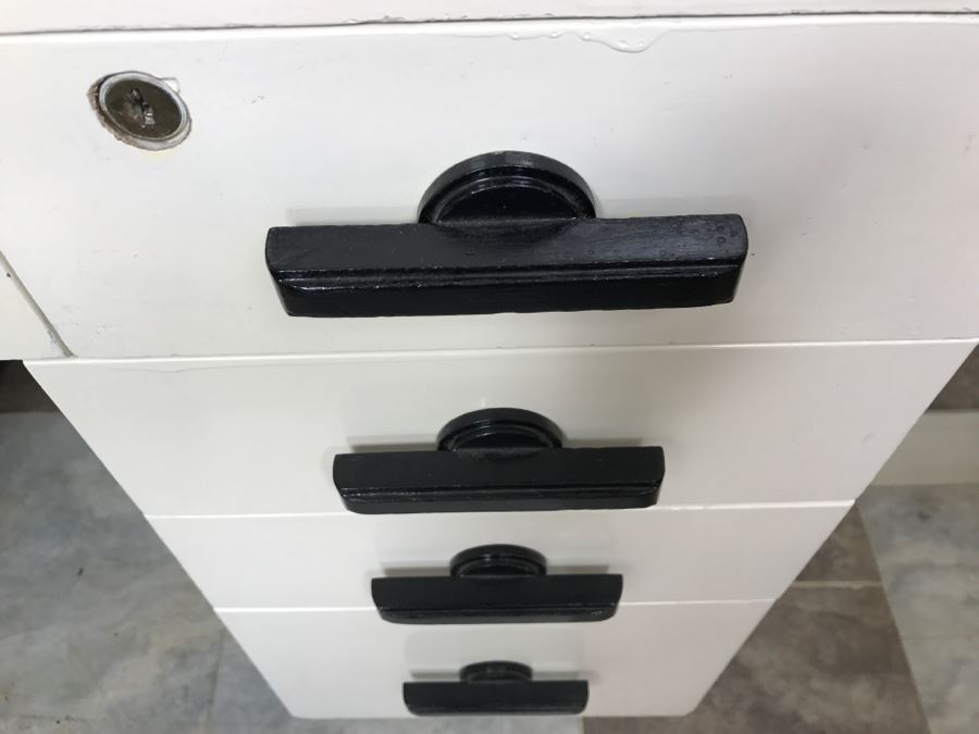 Mid-Century White And Black Desk [Photo 7]