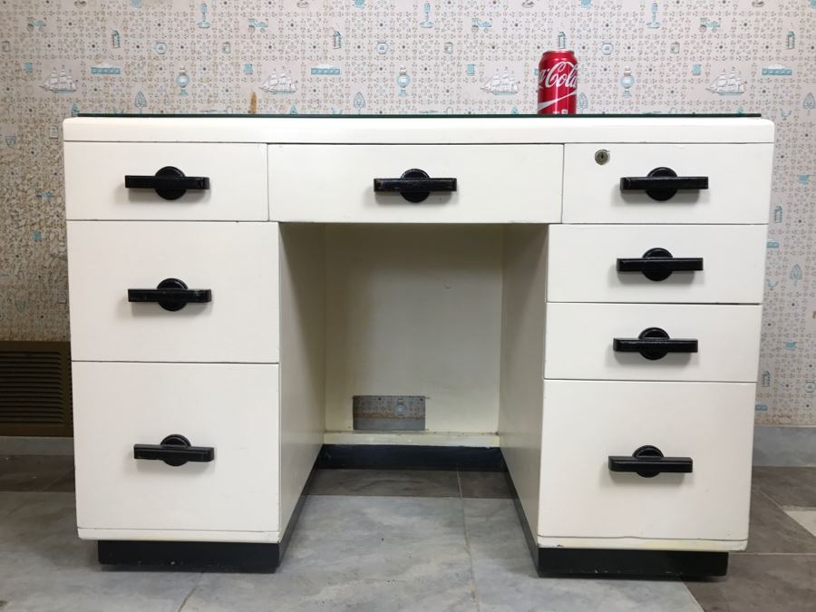 Mid-Century White And Black Desk [Photo 2]