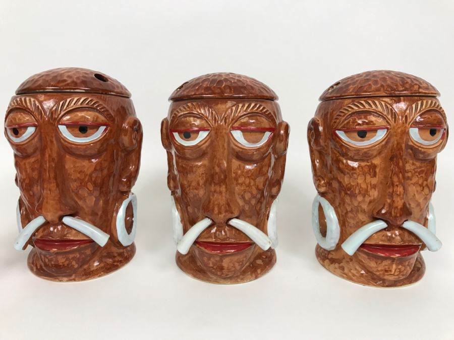 (3) 'Mr. Bali Hai' Made Exclusively For The Bali Hai Restaurant San Diego, CA Ceramic Tropical Drink Mugs Cups Japan [Photo 3]