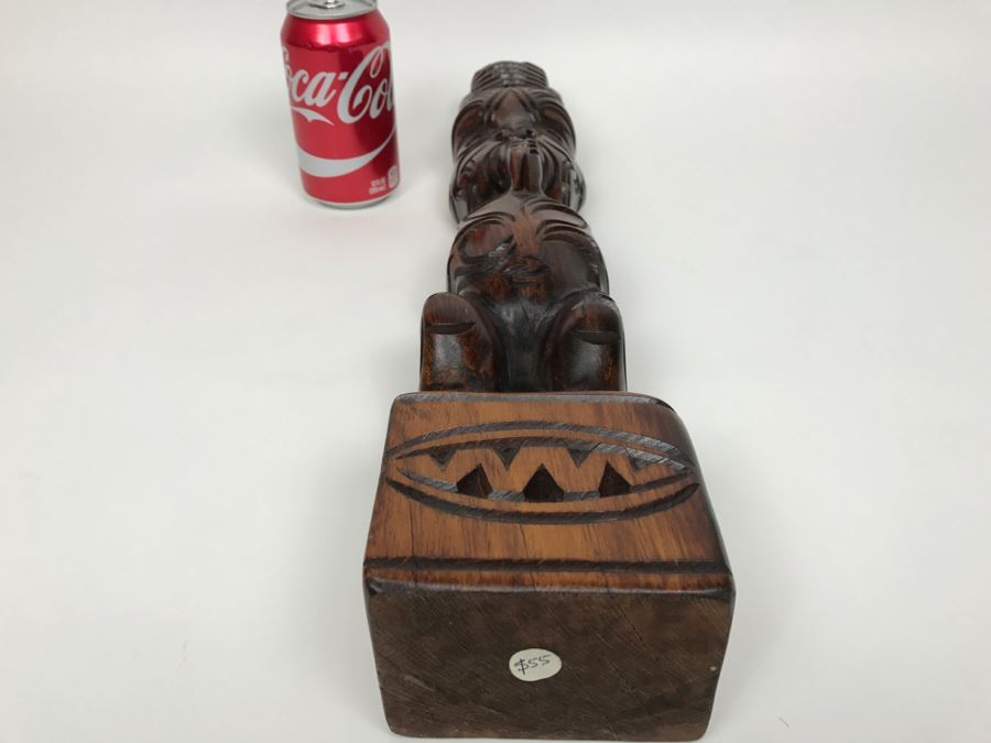 Polynesian Carved Wood Statue With Mother Of Pearl Eyes [Photo 12]