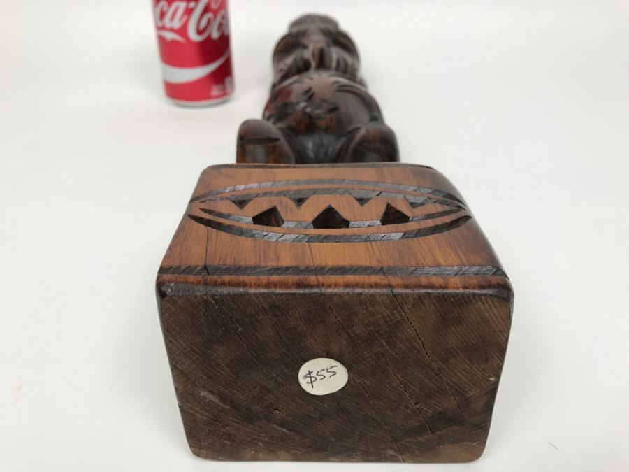 Polynesian Carved Wood Statue With Mother Of Pearl Eyes [Photo 3]