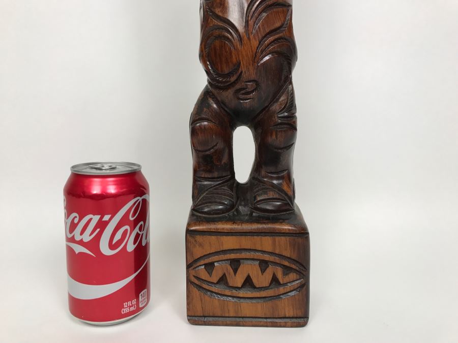 Polynesian Carved Wood Statue With Mother Of Pearl Eyes [Photo 7]