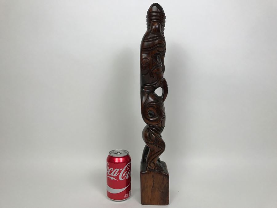 Polynesian Carved Wood Statue With Mother Of Pearl Eyes [Photo 8]