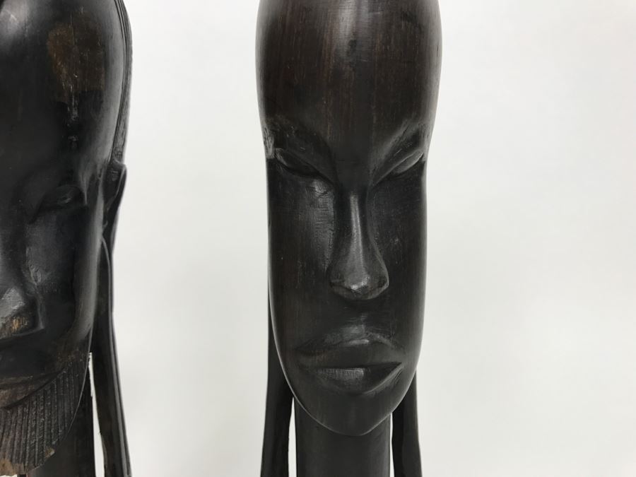 African Male & Female Carvings Pair Ironwood [Photo 8]