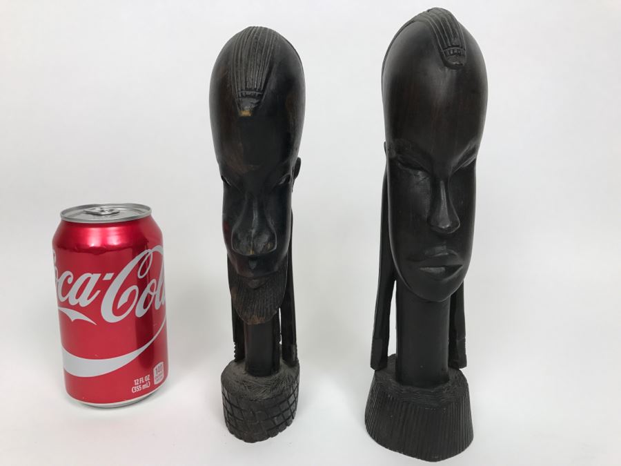 African Male & Female Carvings Pair Ironwood [Photo 6]