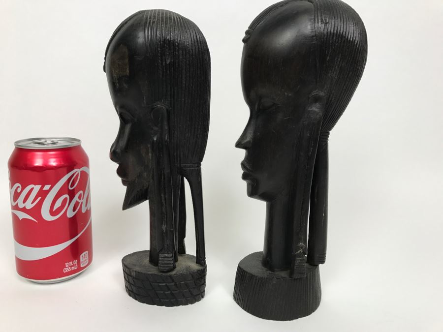 African Male & Female Carvings Pair Ironwood [Photo 9]