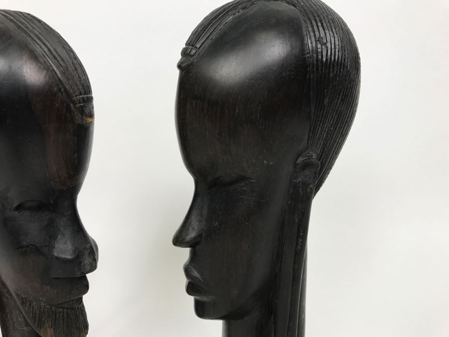 African Male & Female Carvings Pair Ironwood [Photo 3]