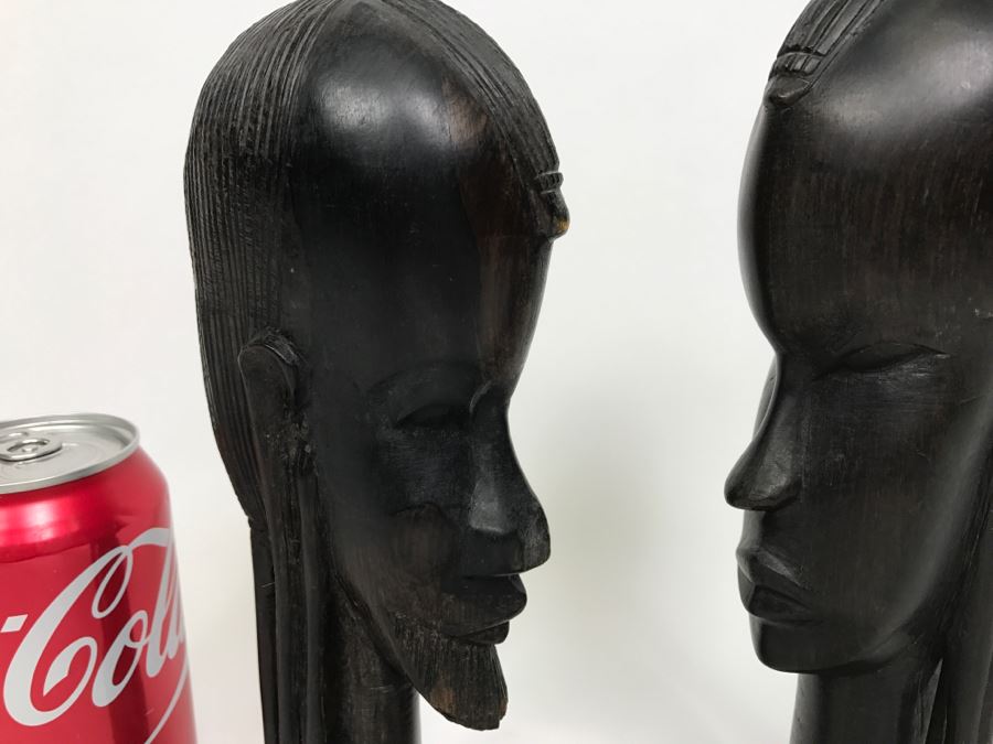 African Male & Female Carvings Pair Ironwood [Photo 4]
