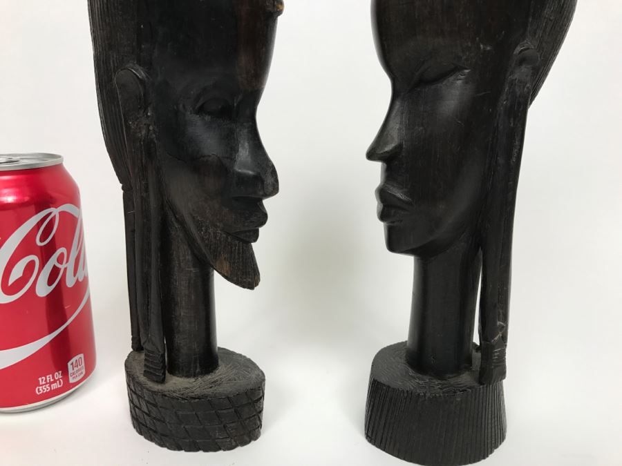 African Male & Female Carvings Pair Ironwood [Photo 5]