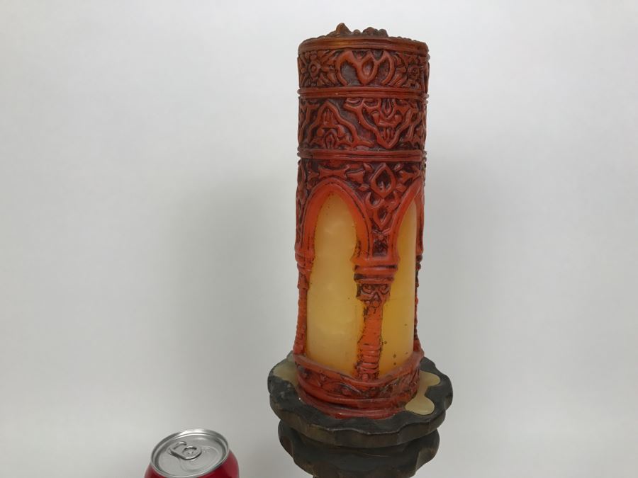 Vintage Carved Wood Candle Holder And Candle [Photo 3]