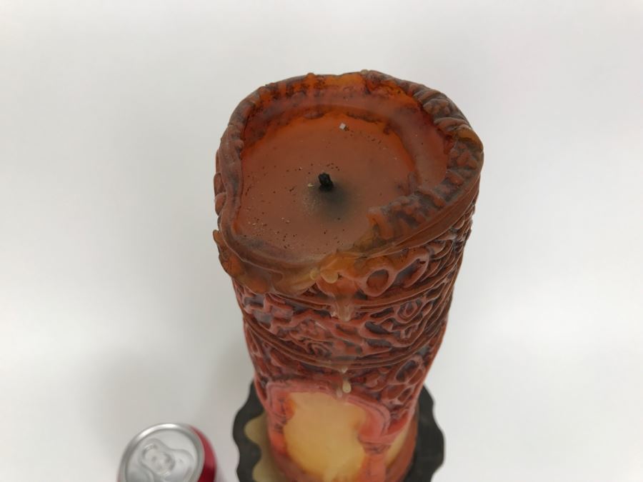 Vintage Carved Wood Candle Holder And Candle [Photo 6]