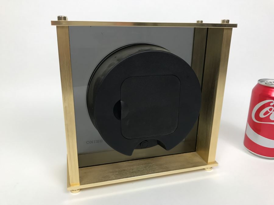 SEIKO Brass World Clock With Airplane On Hand Of Clock [Photo 8]