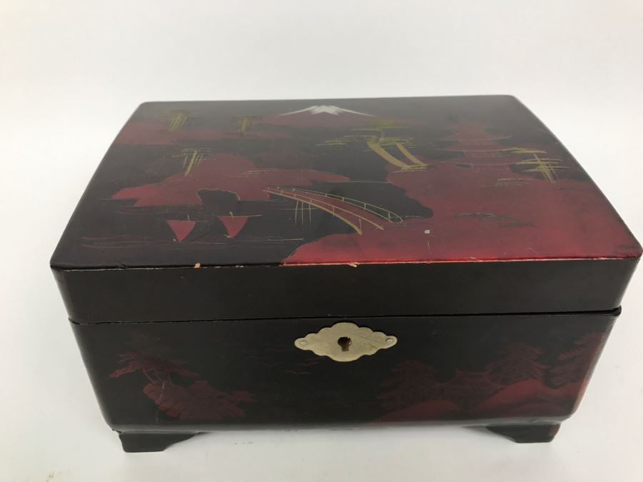 Japanese Jewelry Music Box With Some Pieces Of Jewelry [Photo 5]