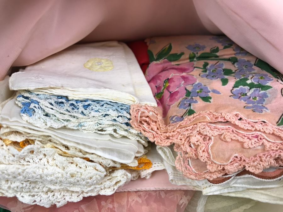 Vintage Wooden Box Filled With Vintage Scarves And Handkerchiefs [Photo 4]