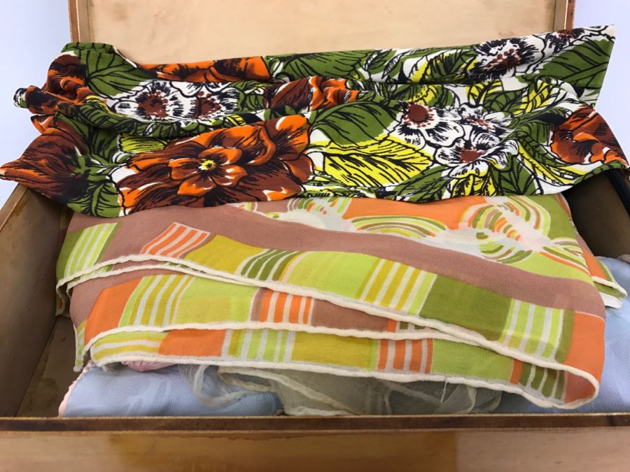 Vintage Wooden Box Filled With Vintage Scarves And Handkerchiefs [Photo 13]