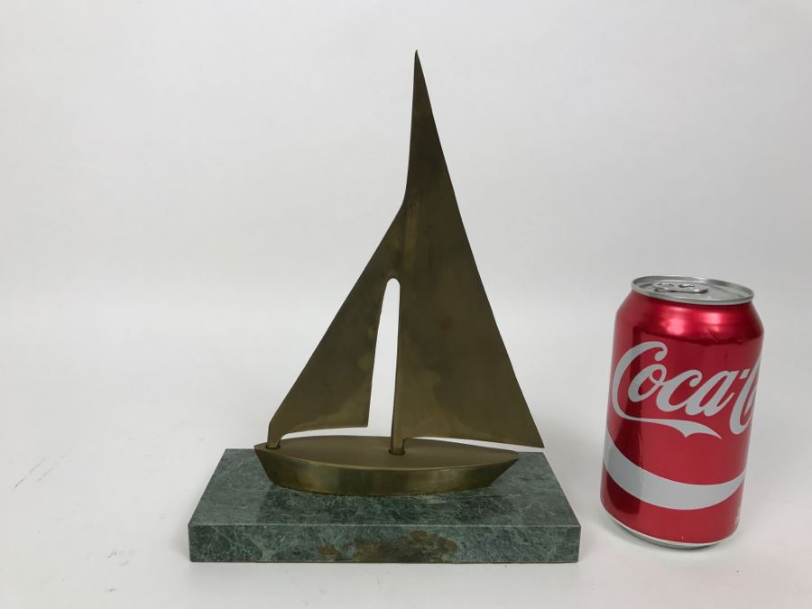 Brass Sailboat On Marble Base