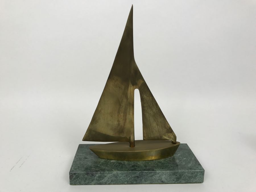 Brass Sailboat On Marble Base [Photo 5]