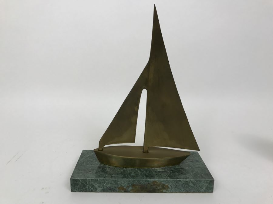 Brass Sailboat On Marble Base [Photo 2]