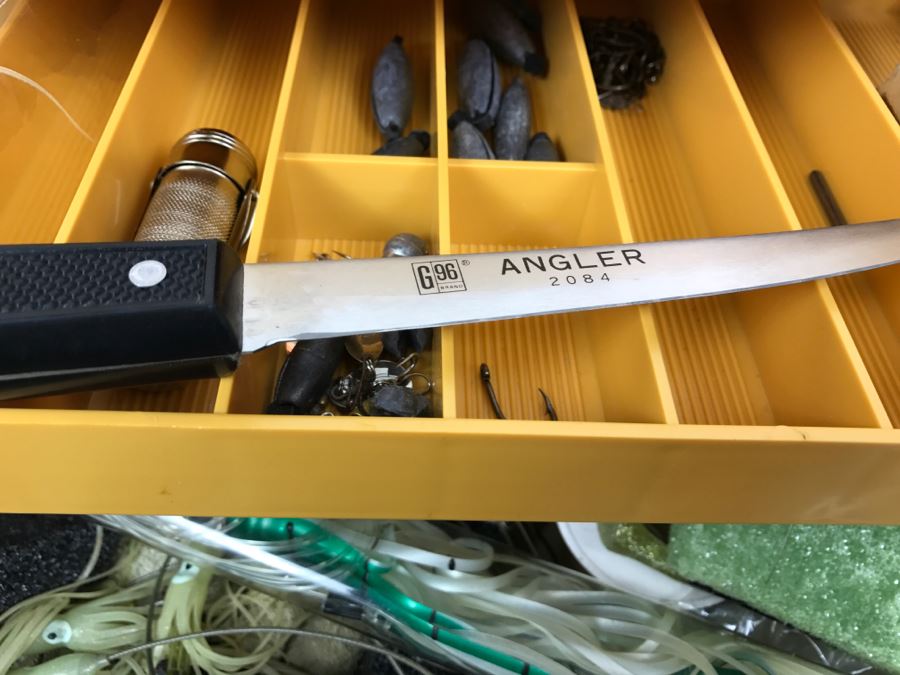 Fenwick 6.3 Fishing Tackle Box With Fishing Tackle Lures And Knife [Photo 21]