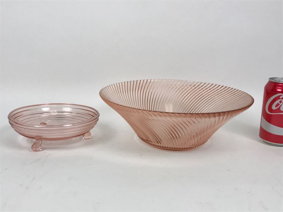 Pair Of Pink Depression Glass Bowls