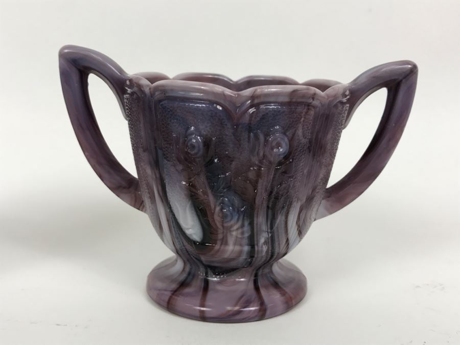 Marbled Milk Glass Creamer And Sugar Set [Photo 4]
