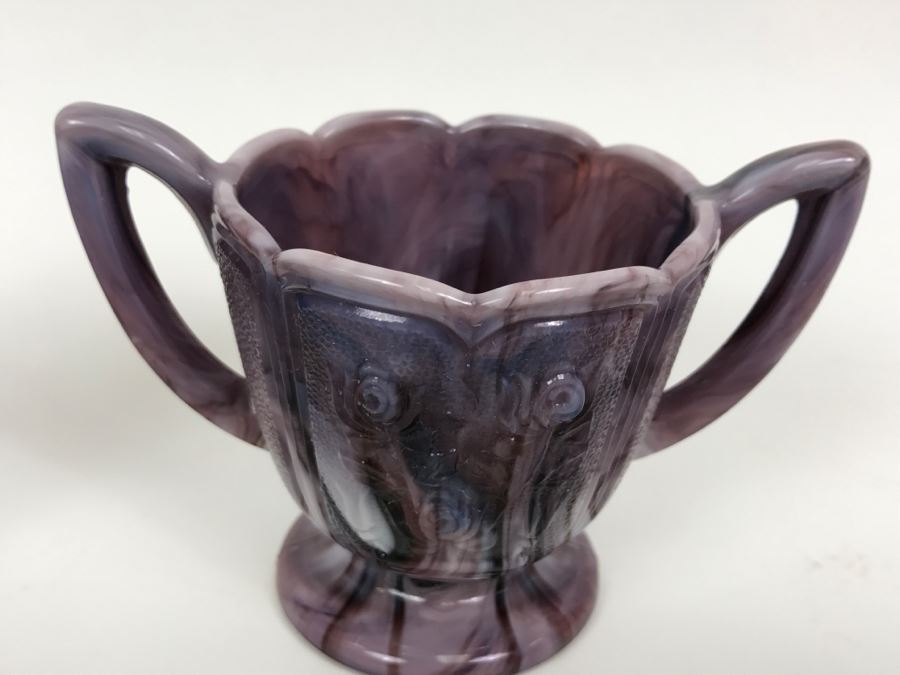 Marbled Milk Glass Creamer And Sugar Set [Photo 5]