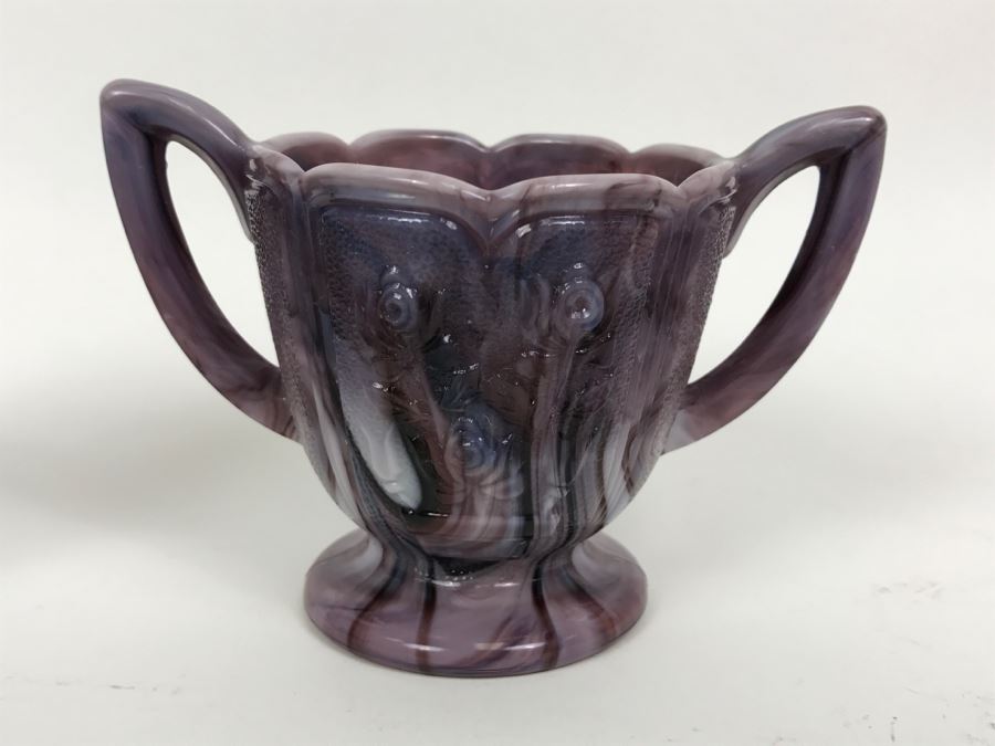 Marbled Milk Glass Creamer And Sugar Set [Photo 3]